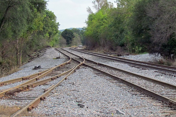 train tracks near the feed mill